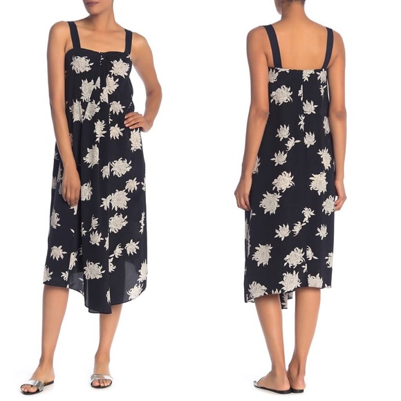 Vince sleeveless midi dress. Size L. Black floral - Picture 1 of 2
